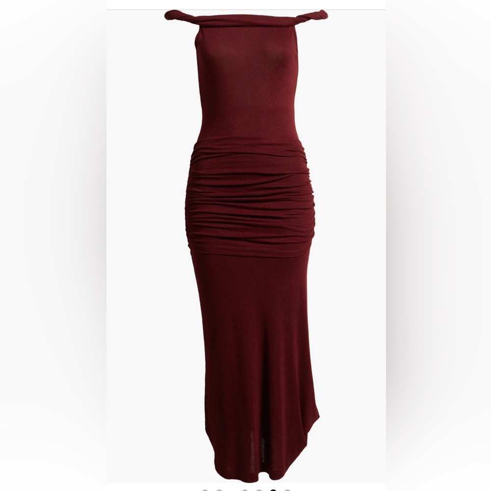 Pixie Market “Pamela” Off-Shoulder Burgundy Dress Sz M